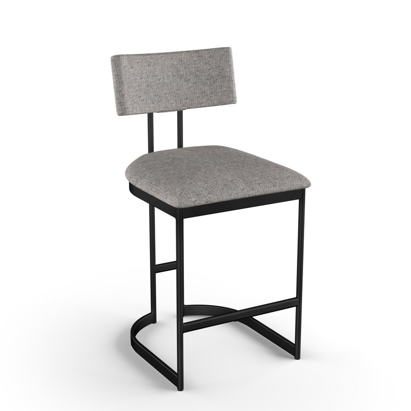 Tabouret de bar et de comptoir Lucio, Noir, Gris / noir, Tabouret de bar (siège d'une hauteur de 30,75 po)