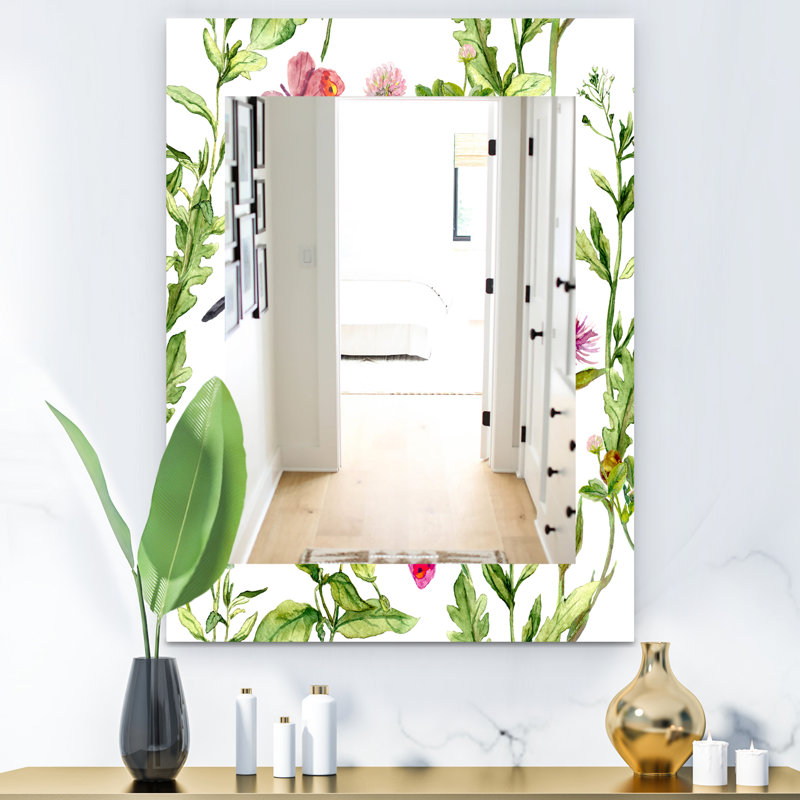 Miroir mural bohémien et traditionnel fleur 43, H 24 po x l 32 po, Floral 3