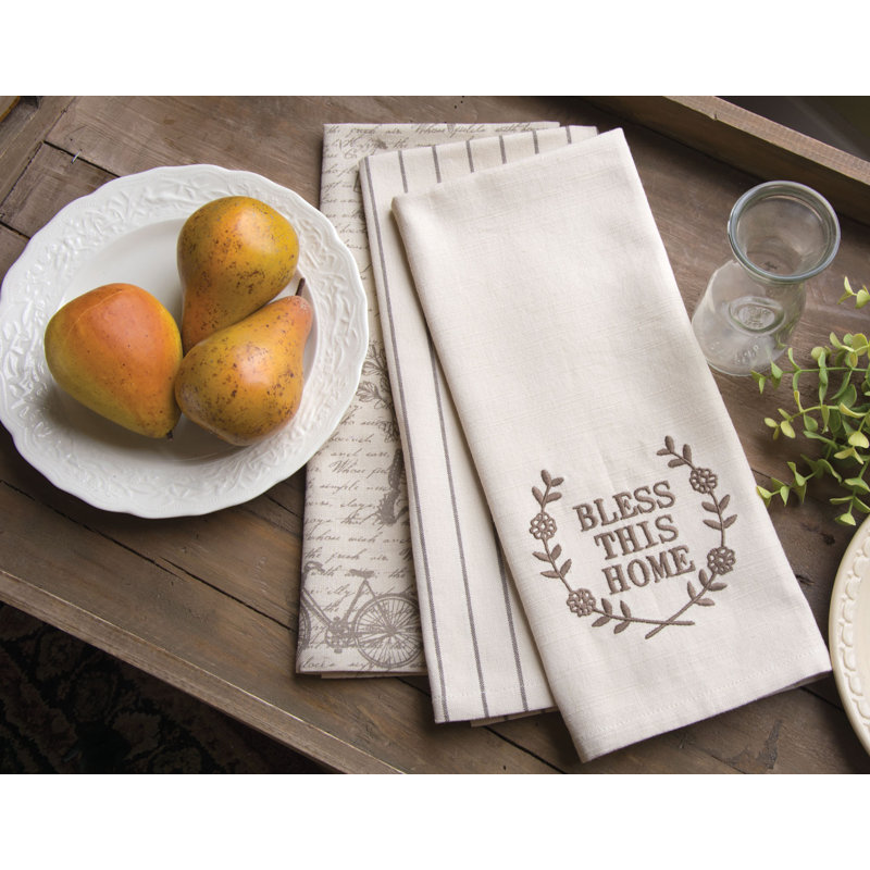 Nature's Script Cotton Embroidered Tea Towel Kitchen Towel