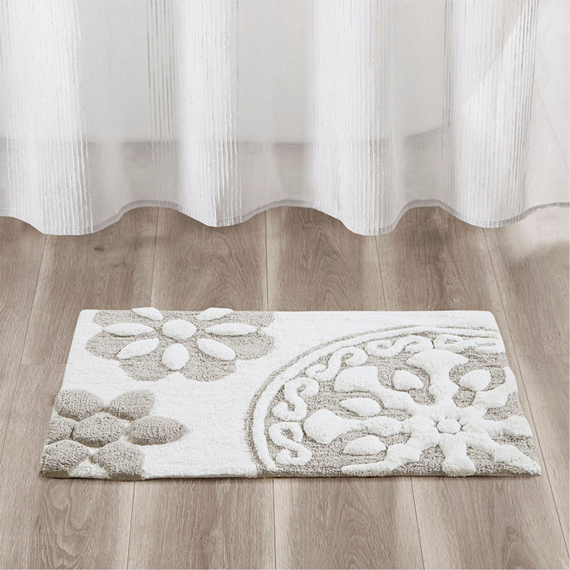 Medallion Cotton Tufted Bath Rug, Taupe