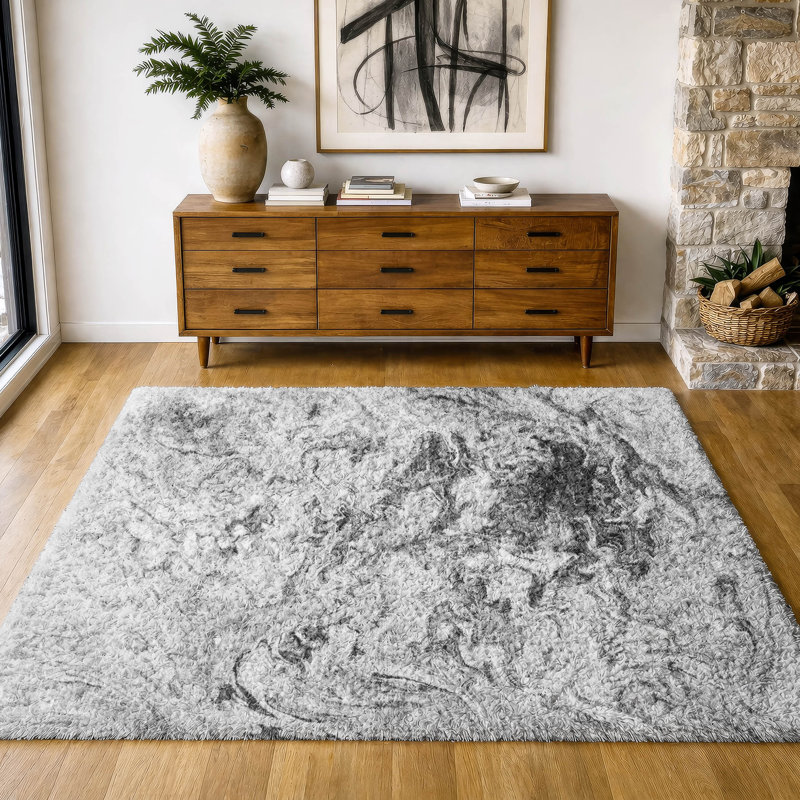 Tapis à poil long de qualité supérieure lavable à la machine ADS603, Gray, 9' x 12'