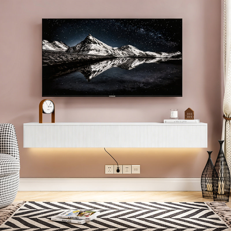 Floating TV Stand Up to 75" TV Wall Mounted Media Console, White
