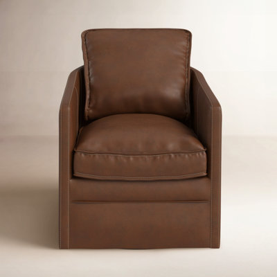 Knepp Vintage Brown Top Grain Leather Square Arm Swivel Chair