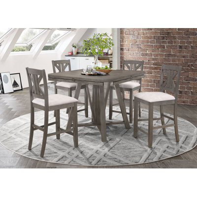 Grand Aesthetic - Caliopa 5-Piece Drop Leaf Counter Height Dining Set Barn Grey -  One Allium Way®, 15DF4C03CED948FFA2F8BCA5F3A8B77D