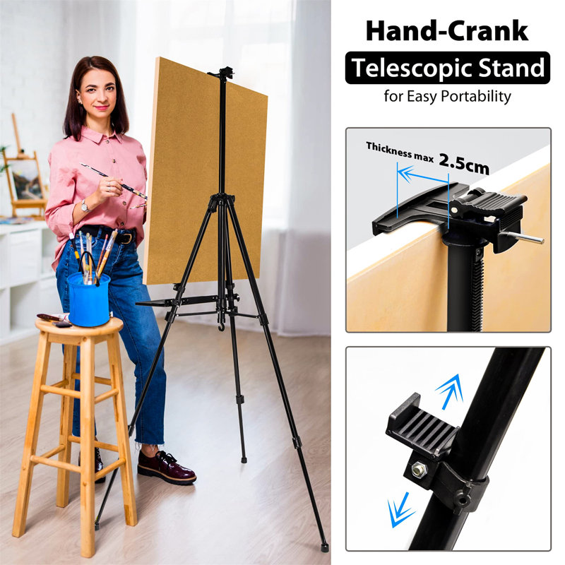 Inbox Zero Folding Adjustable Metal Tripod Easel