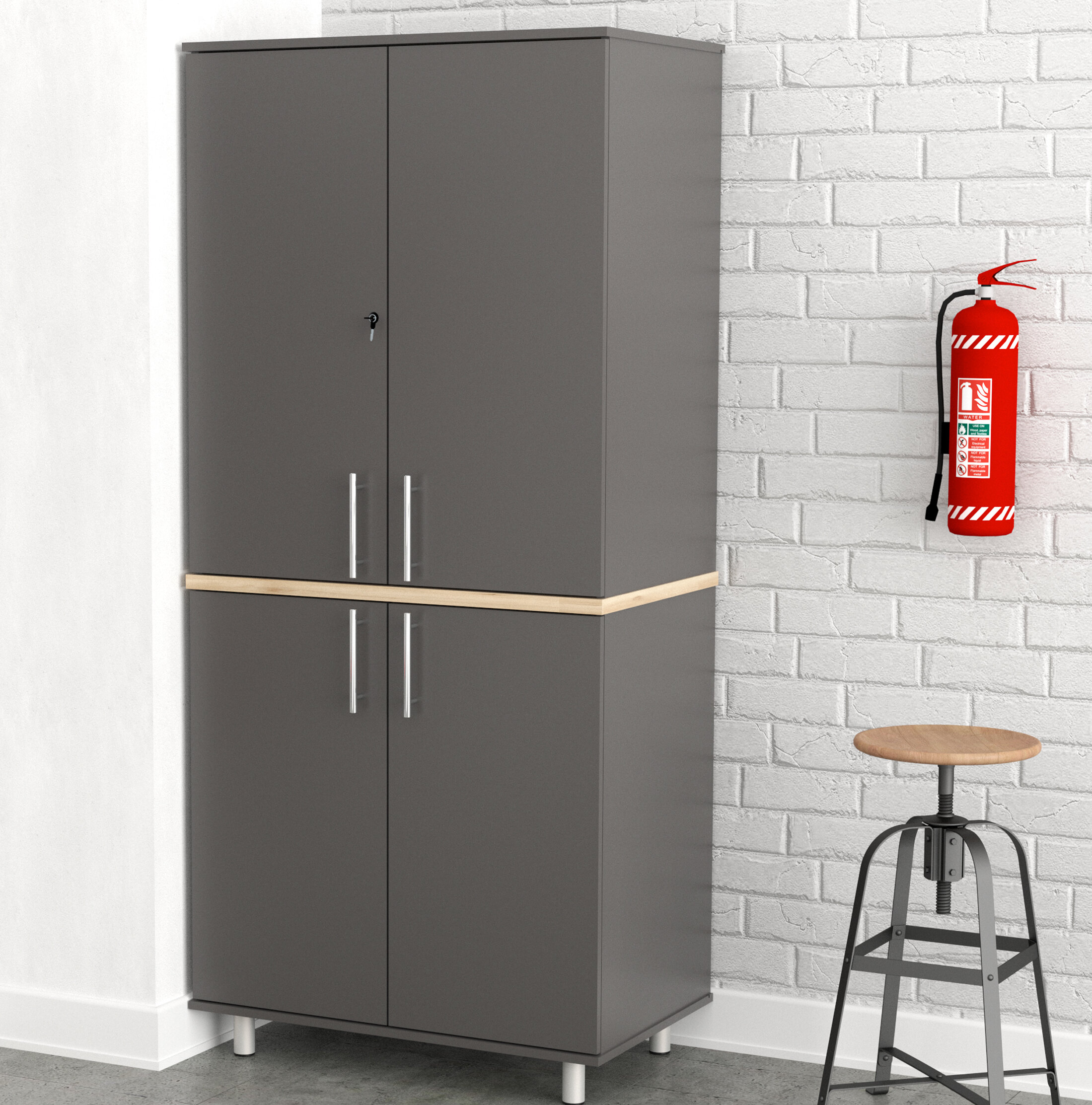 Jezelle 5 Piece Storage Cabinet Set Wade Logan Color: Dark Gray/Maple