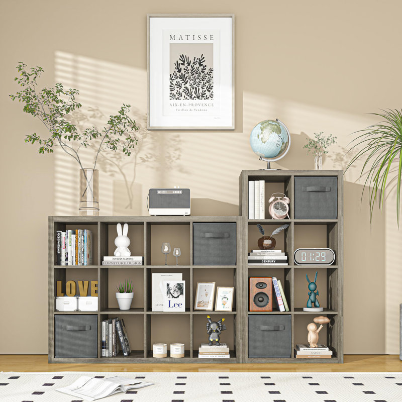 Storage Bookshelf - Multifunctional Display Shelf for Living Room, Bedroom & Home Office, Gray Oak, 1 Pack