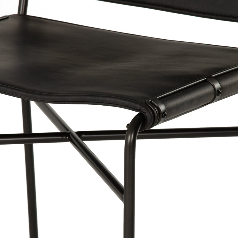 Kenza Counter Stool, Counter Stool (26” Seat Height), Vegan Leather-Black, Black