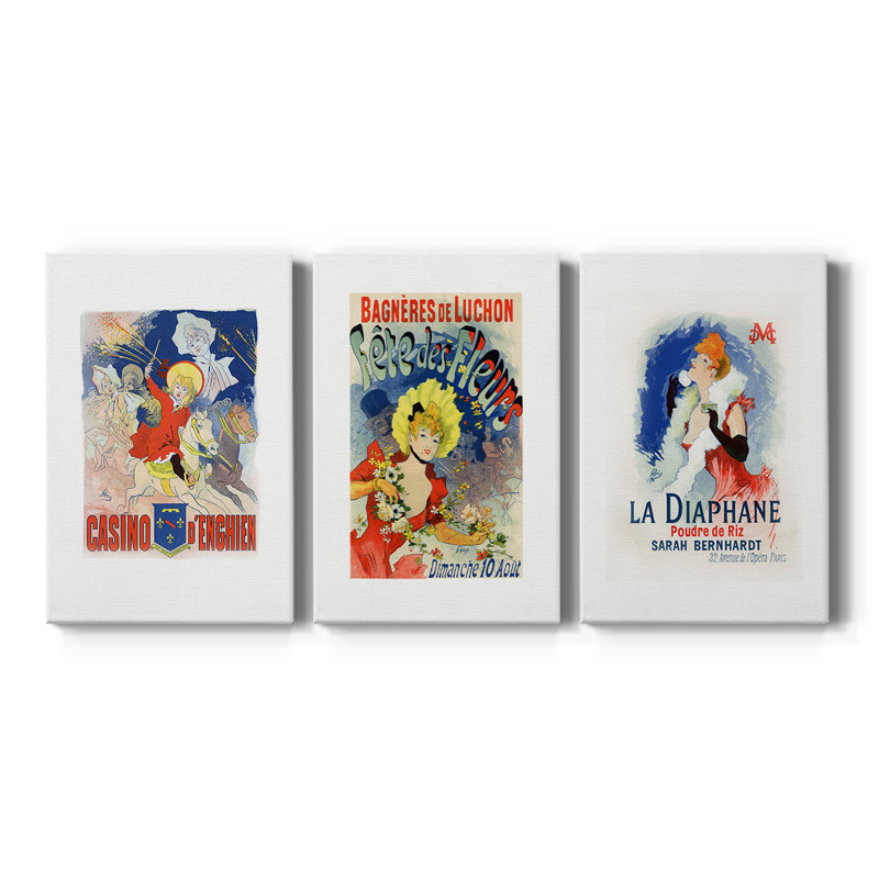 Casino D'Enghien - Toile tendue avec châssis - 3 pièces, H 12 po x l 24 po