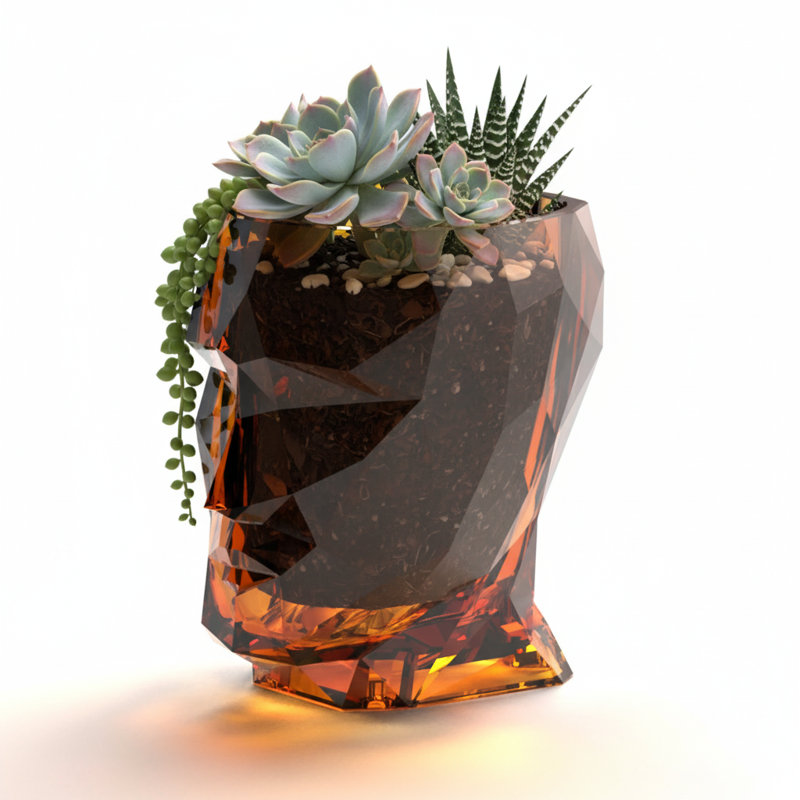 Adan Plastic Statue Planter, Ambar