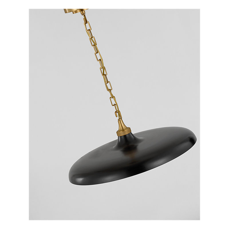 Thomas O'Brien Piatto Pendant, Antique Brass, Aged Iron, 7" H x 18" W x 18" D