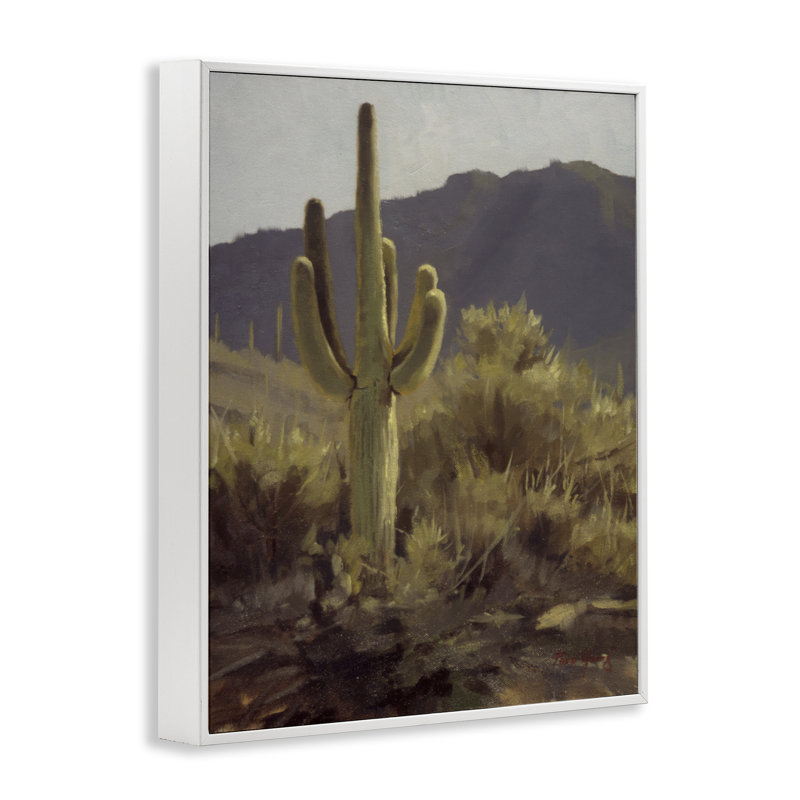 Giclée audacieuse de la montagne Cactus, dessin de Paco Young, H 14 po x l 11 po, Giclée encadrée blanc bord de mer