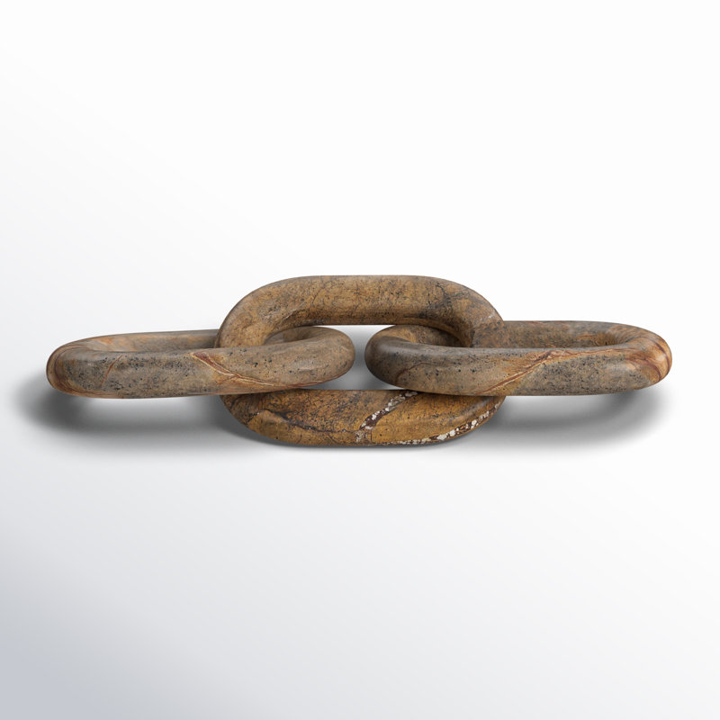 Pinehurst Marble Chain Link Decorative Object, Red/Brown, 0.94" H x 14" W x 4" D