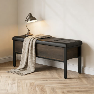 Storage Bench With Flip-Top Lid And Shelf, Multifunctional Ottoman For Entryway, Bedroom, And Living Room, Padded Seat And Sturdy Construction