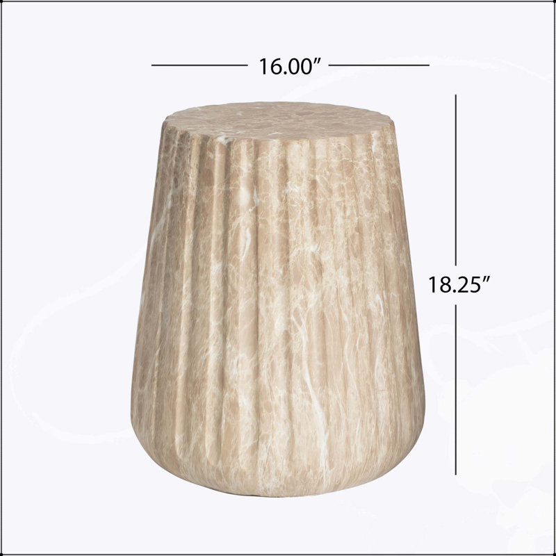 Outdoor Cleme Carved Side Table, Lightweight Concrete, Multi-Functional, Durable and Stylish for Indoor and Outdoor Use, Gold