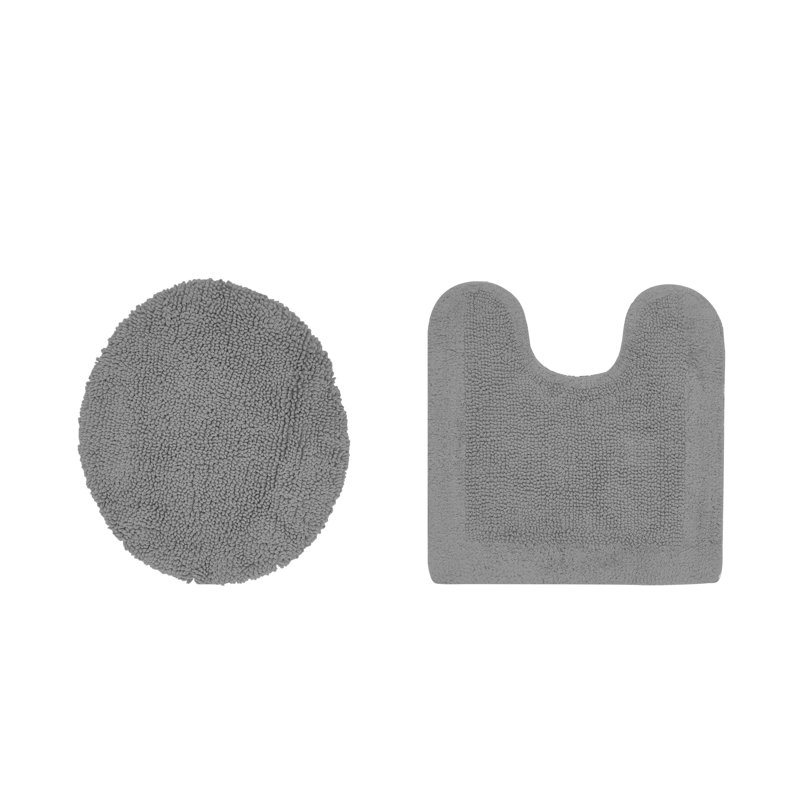 Moriceau 100% Cotton Tufted Reversible Contour Mat with Toilet Lid Cover Machine Washable Extra Soft & Absorbent 2 Piece Premium Bathroom Rug Set