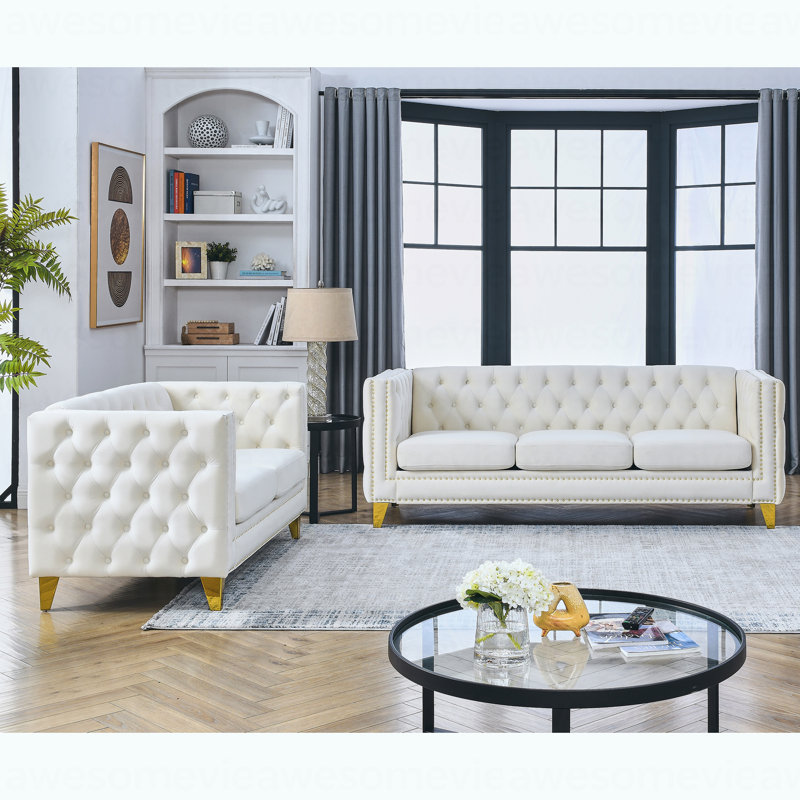 Canapé 3 places + 2 places. VELOUR BEIGE