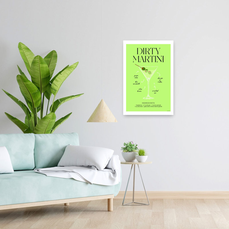 «Dirty Martini Cocktail», art mural abstrait contemporain, H 24 po x l 16 po