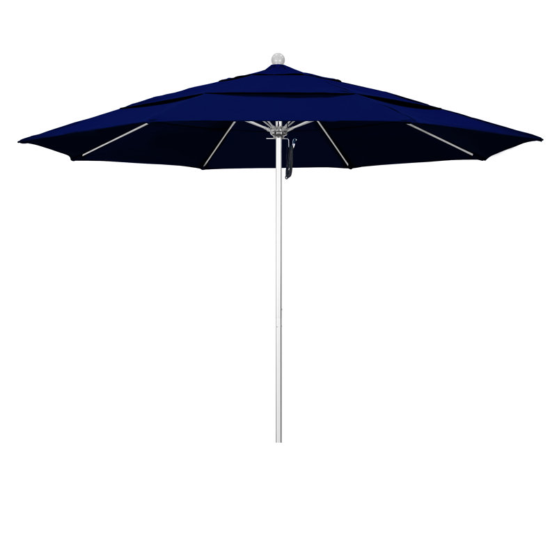 Parasol de marché 11 pi Hibo, Toile toile Truebrue® Sunbrella®, Argent anodisé