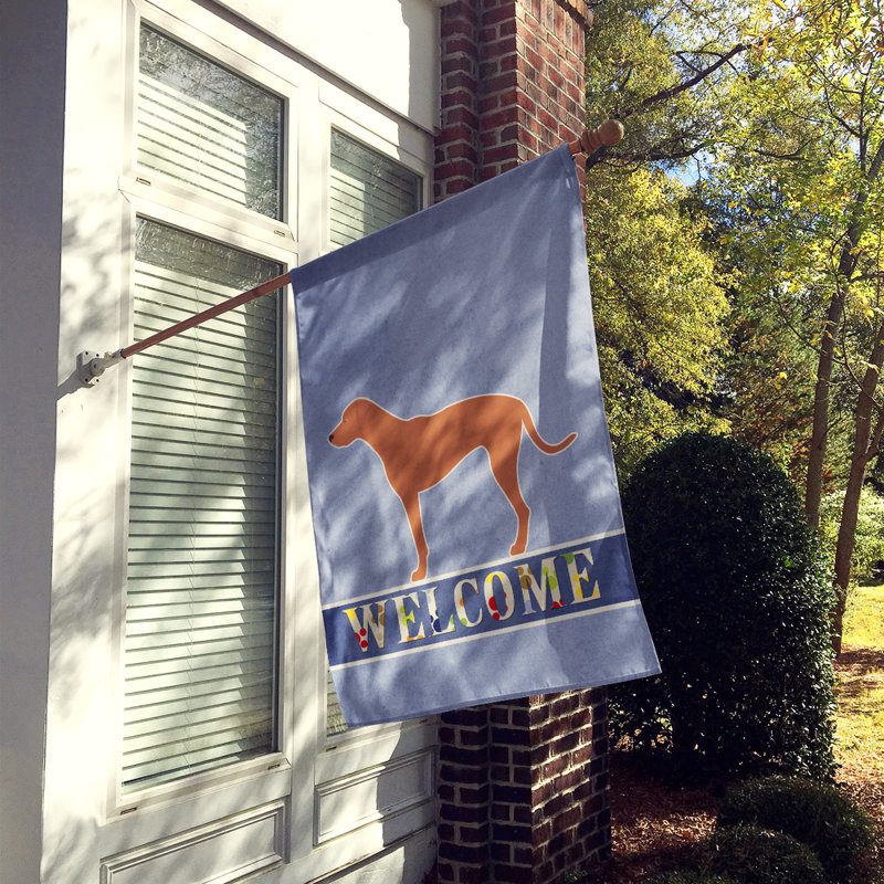Polyester 2 côtés 40 x 28 po welcome drapeau maison, Chien de Rhodésie à crête dorsale