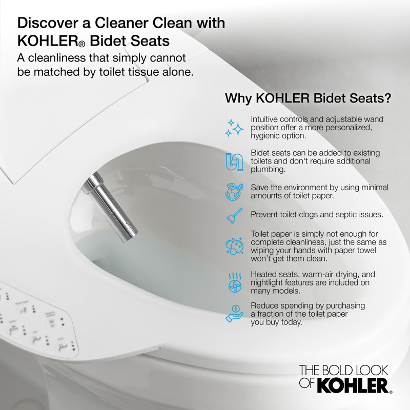 Kohler Novita Round-front Cleansing Toilet Seat White