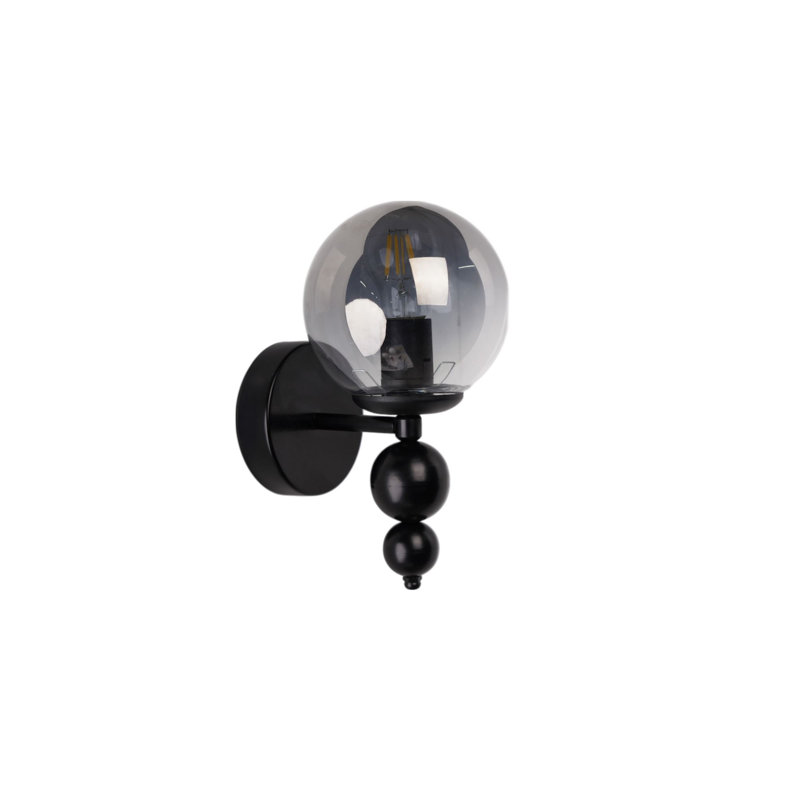 Lampe murale industrielle avec corps en métal et capuchon en verre, finition grise et noire, 11,8 po x 5,9 po | Douille E27, 40 W maximum (ampoule non incluse) | Parfait pour les décors modernes, certifié IP20 pour une utilisation à l'intérieur