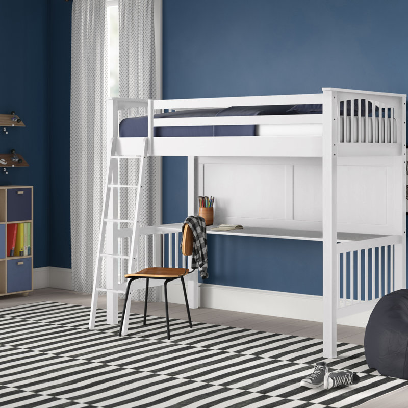 Lit mezzanine simple avec bureau intégré Harold, Blanc