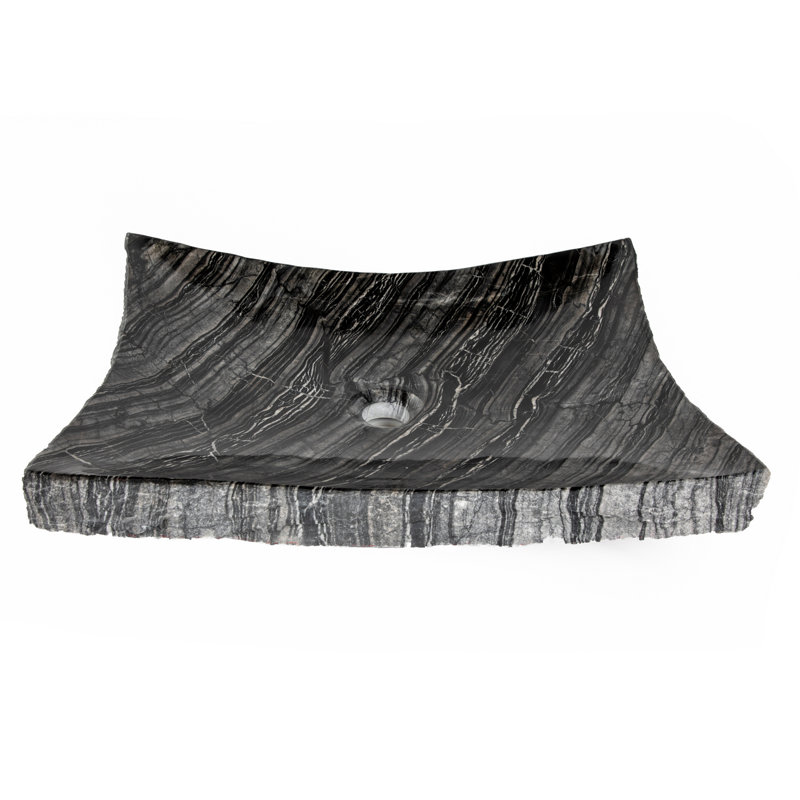 Eden Bath 17'' Polished Black/White/Gray Stone Rectangular Bathroom Sink