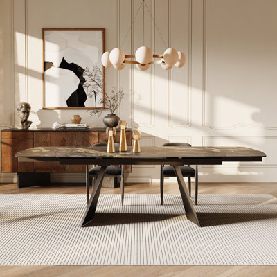 65inch to 94.5inch Extendable Rectangular Sintered Stone Dining Table Seat 6-10