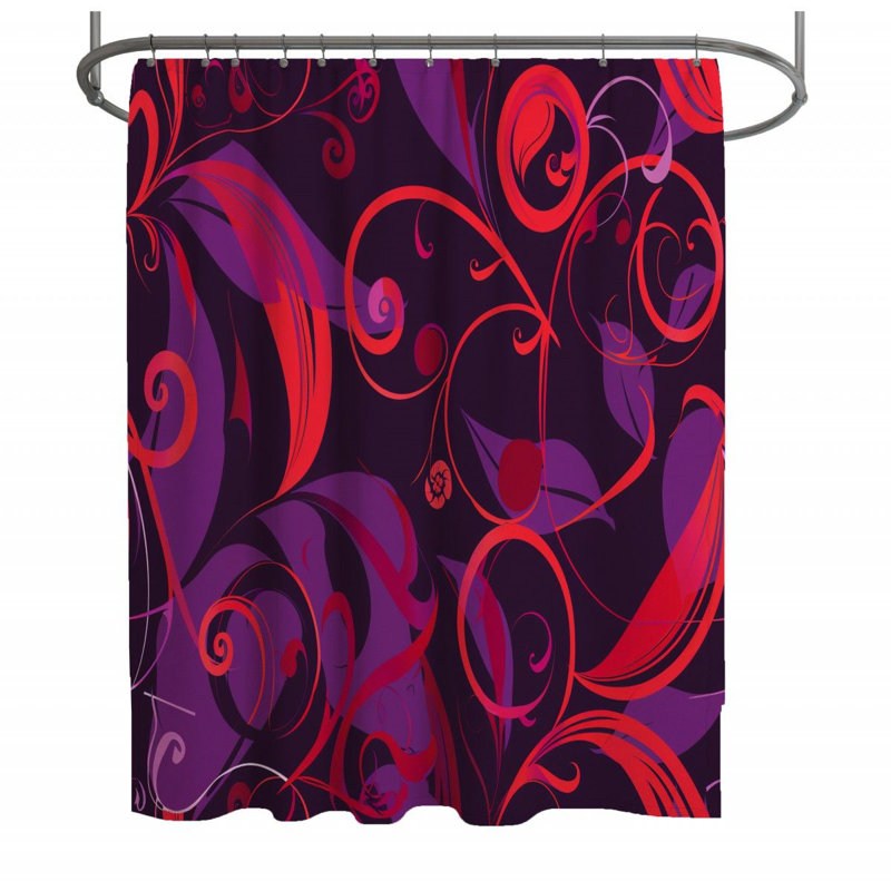 Rideau de douche Floral Swirls - Illustration décor de salle de bain, H 73 po x l 70 po
