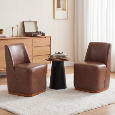 Genuine Leather Swivel Chair(Set Of 2)