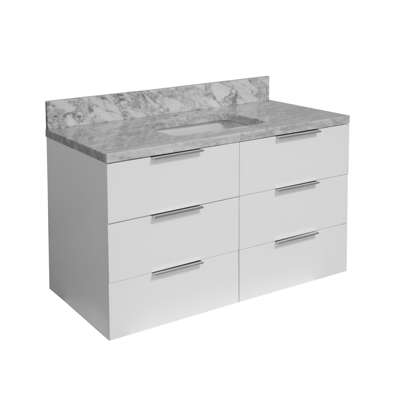 Mitchell 42" Carrara Marble Single Bathroom Vanity, Carrara Marble, White