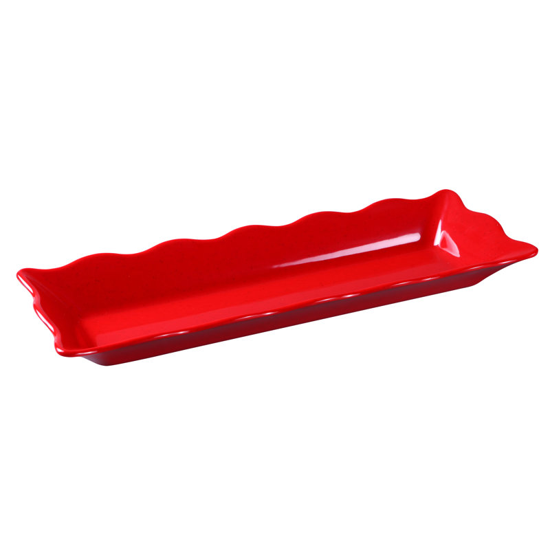 Plateau en mélamine Deli Collection Deli, L 17,5 po x l 6,75 po x H 1,75 po, Rouge / Noir