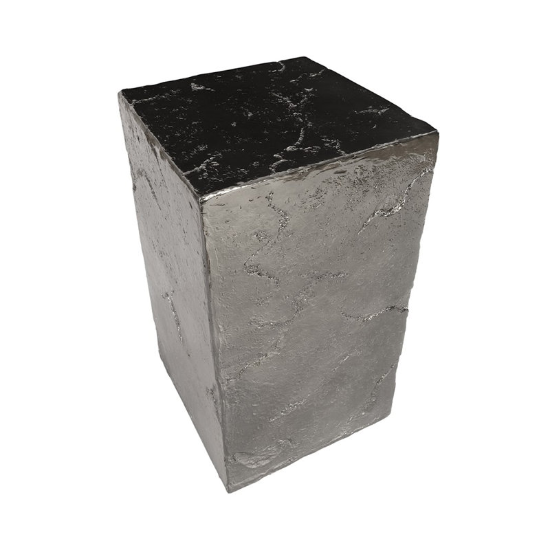 Outdoor Pedestal Sculpture, 39" H x 13" W x 13" D, Liquid Silver