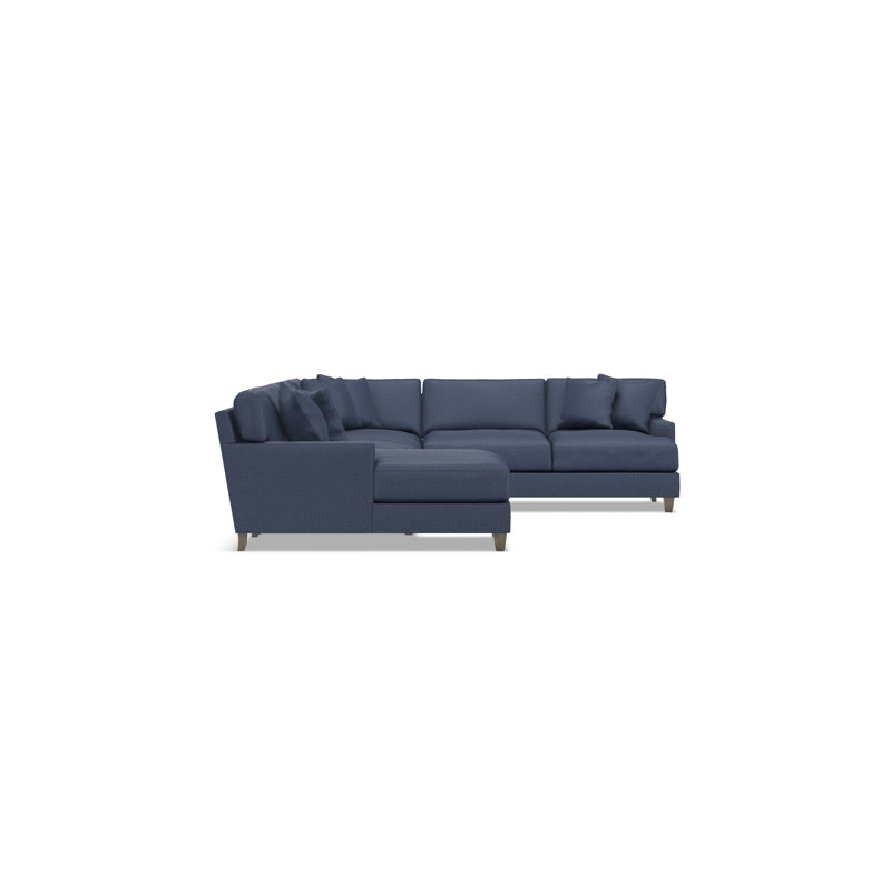 Bernhardt Mila 5-Piece Fabric Sectional, Blue Polyester, Left Hand Facing, 33.5" H x 137" W x 107" D