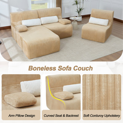 Modern Sectional Sofa 98" Boneless Sofa L-shaped Sofa Couch Cozy Sofa for Living Room, Coffee
