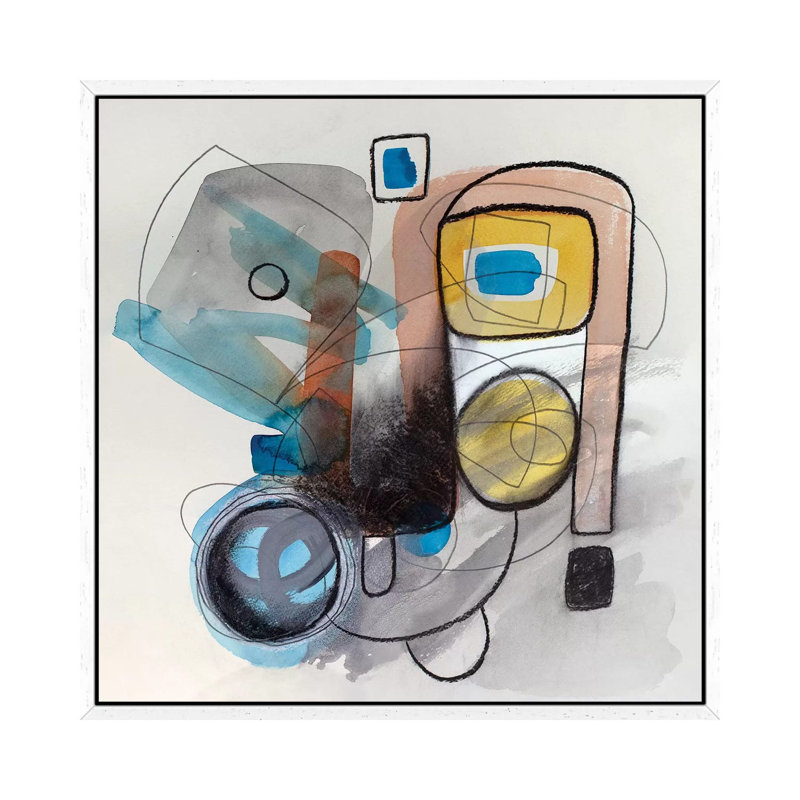 Modernist Study XVII by Pamela Staker - Painting on Canvas, White Framed, 93.98 cm H x 93.98 cm W