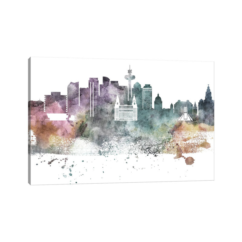 Liverpool Pastel Skyline by Wall Decor Addict - Wrapped Canvas Painting, 66.04 cm H x 45.72 cm W x 3.175 cm D