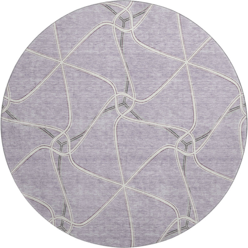Premium Machine Washable Prisco Lavender Rug, Round 8'