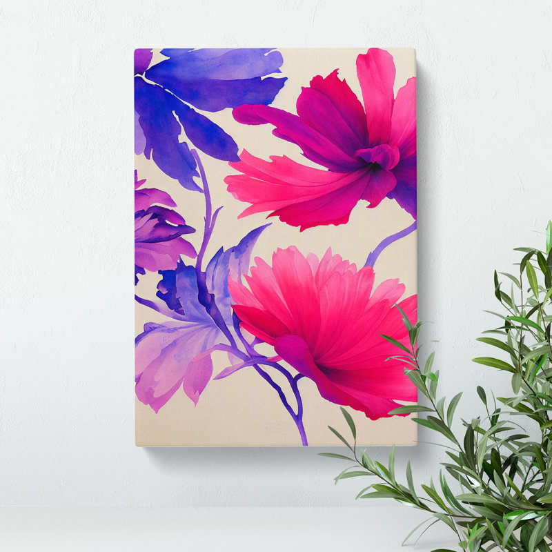Water Painted Flowers No.6 - Wrapped Canvas Painting, 76cm H x 50cm W x 3cm D