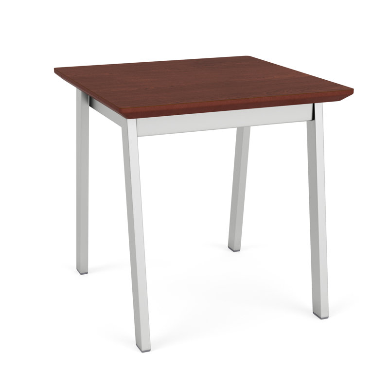 Newport Waiting Reception End Table Metal Frame 20x20" High Pressure Laminate Top, Silver, Canyon Cherry HPL