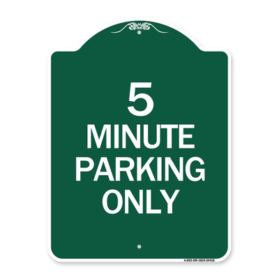 Signmission Designer Series Sign - 5 Minute Parking Only | Green & White 18" X 24" Heavy-Gauge Aluminum Architectural Sign | Protect Your Business & Municipality | Made In The USA