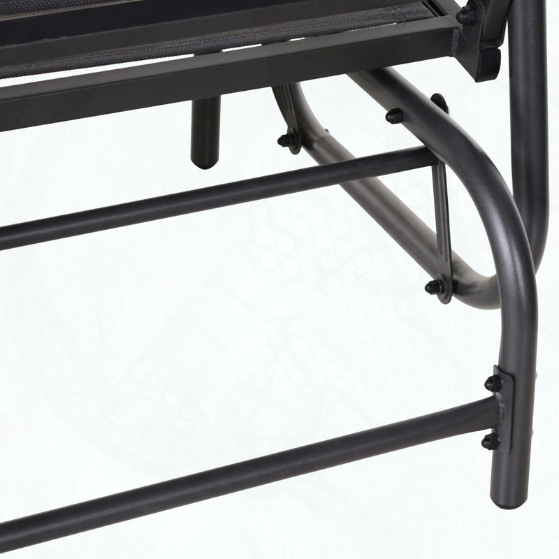 Banc oscillant pour 2 personnes avec structure en acier et toile respirante, Gris