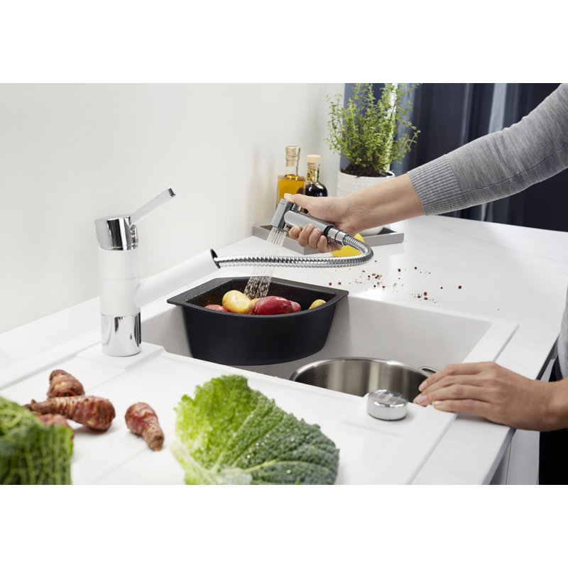 Metra Single Bowl Inset Kitchen Sink, White
