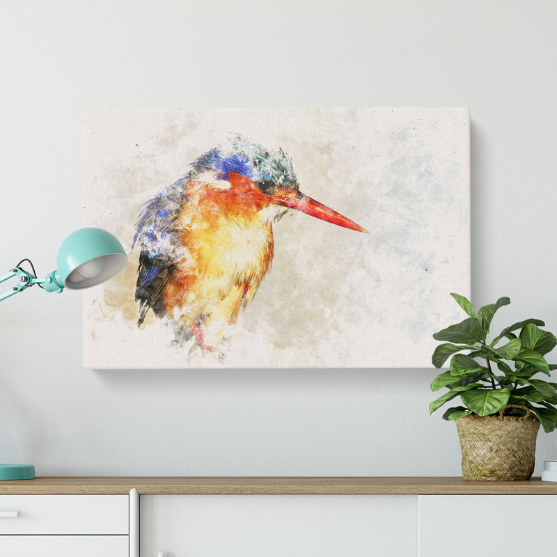 Exquisite Kingfisher Bird - Wrapped Canvas Print, 35cm H x 50cm W x 3cm D