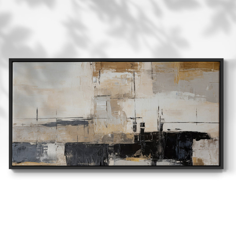 Abstract Series-CDI- Framed Gallery Wrapped Canvas -Ready to Hang, Black, 17" H x 33" W