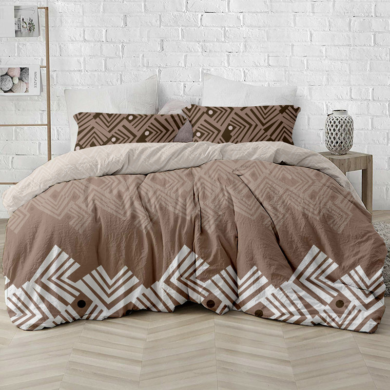 Delara Organic Cotton Queen Duvet Cover Set with Button Closure