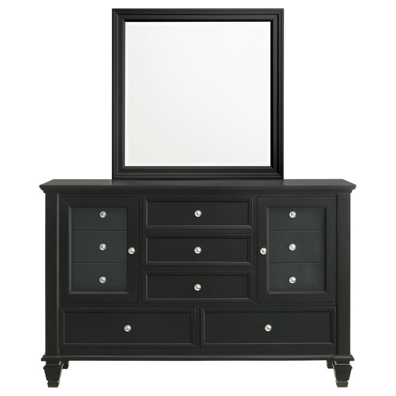 Commode et miroir Antaniya, Noir, noir, noir, noir