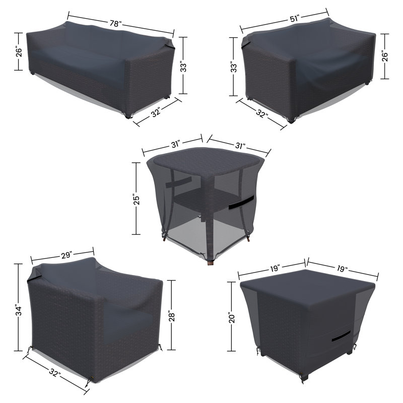 Lovall Rattan Wicker Patio Seating Group Cover