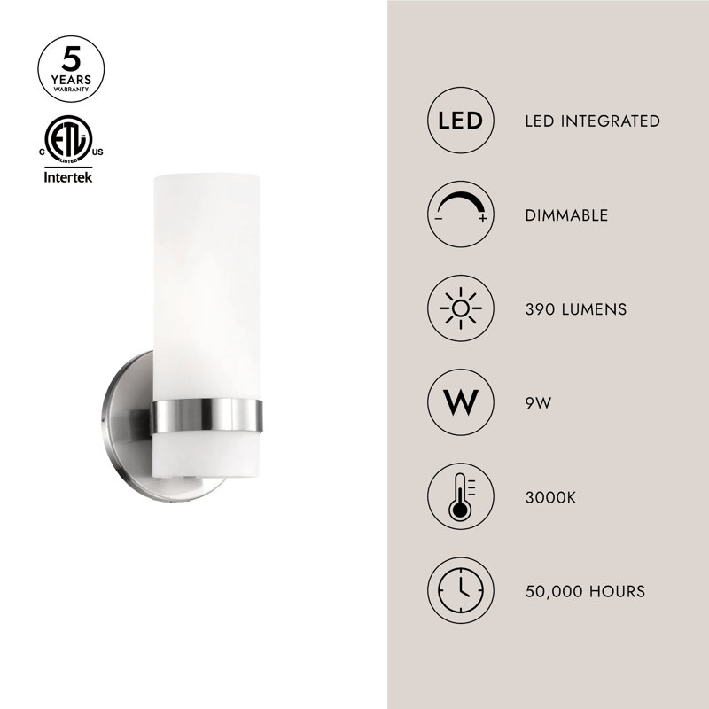 1 - Light Bath Sconce, Brushed Nickel